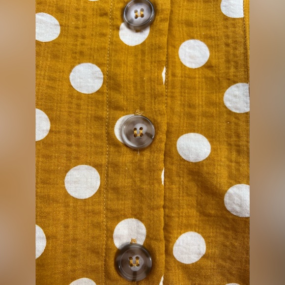 REBELLION AGAIN Mustard Yellow White
Polka Dot Print Button Midi A-Line Dress / - Picture 7 of 14